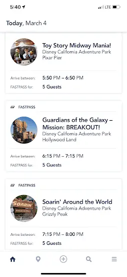 disneyland maxpass on app