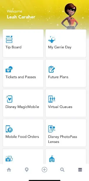 Disney World Mobile Order step 1