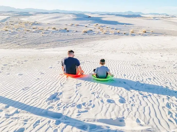 sledding at white sands national monument