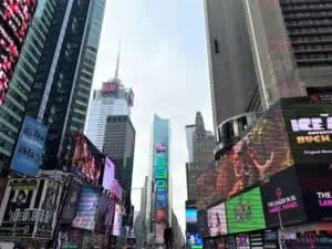 visiting times square with kids