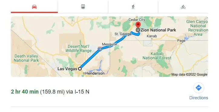 zion to las vegas directions