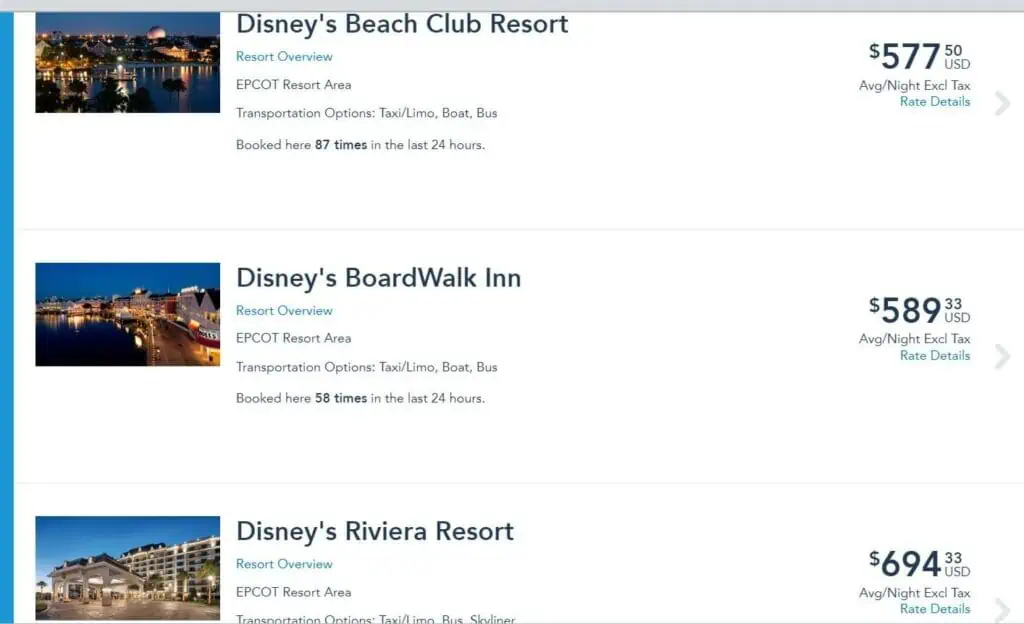 disney world epcot hotel prices